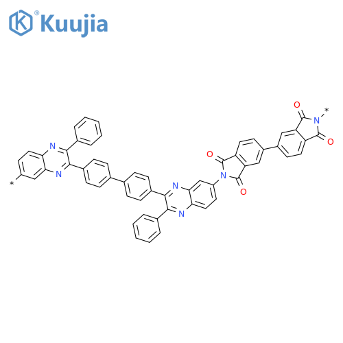 Poly[(3-phenyl-7,2-quinoxalinediyl)[1,1'-biphenyl]-4,4'-diyl(3-phenyl-2,7-quinoxalinediyl)(1,1',3,3'-tetrahydro-1,1',3,3'-tetraoxo[5,5'-bi-2H-isoindole]-2,2'-diyl)] structure