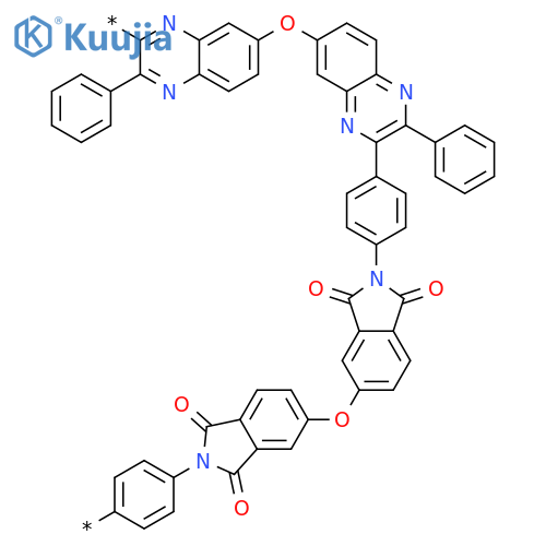 Poly[(3-phenyl-2,7-quinoxalinediyl)oxy(3-phenyl-7,2-quinoxalinediyl)-1,4-phenylene(1,3-dihydro-1,3-dioxo-2H-isoindole-2,5-diyl)oxy(1,3-dihydro-1,3-dioxo-2H-isoindole-5,2-diyl)-1,4-phenylene] structure