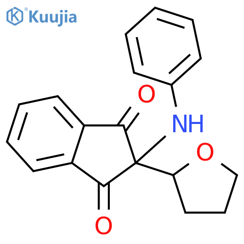 1H-Indene-1,3(2H)-dione, 2-(phenylamino)-2-(tetrahydro-2-furanyl)- structure