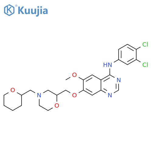 4-Quinazolinamine,N-(3,4-dichlorophenyl)-6-methoxy-7-[[4-[(tetrahydro-2H-pyran-2-yl)methyl]-2-morpholinyl]methoxy]- structure