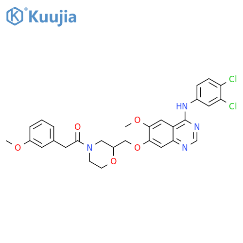 Morpholine,2-[[[4-[(3,4-dichlorophenyl)amino]-6-methoxy-7-quinazolinyl]oxy]methyl]-4-[(3-methoxyphenyl)acetyl]- structure