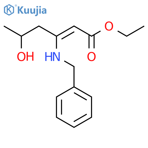 2-Hexenoic acid, 5-hydroxy-3-[(phenylmethyl)amino]-, ethyl ester structure
