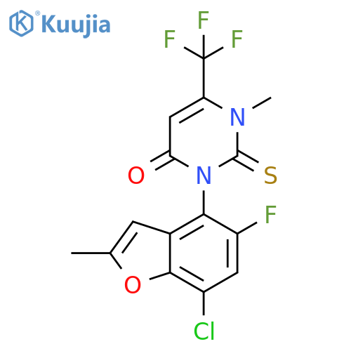 4(1H)-Pyrimidinone,3-(7-chloro-5-fluoro-2-methyl-4-benzofuranyl)-2,3-dihydro-1-methyl-2-thioxo-6-(trifluoromethyl)- structure