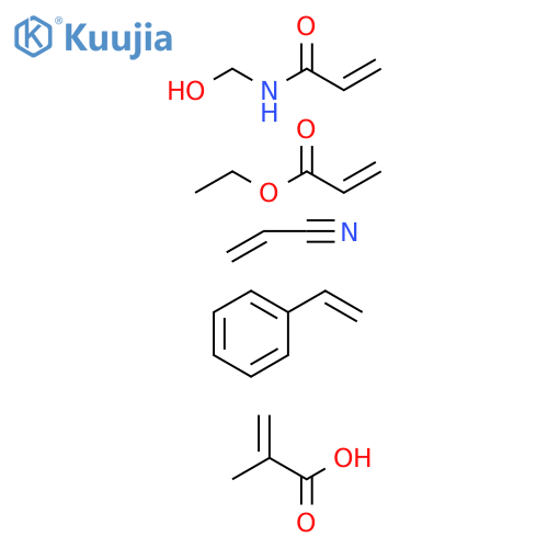 2-Propenoicacid,2-methyl-,polymerwithethenylbenzene,ethyl2-propenoate,N-(hydroxymethyl)-2-propenamideand2-propenenitrile structure