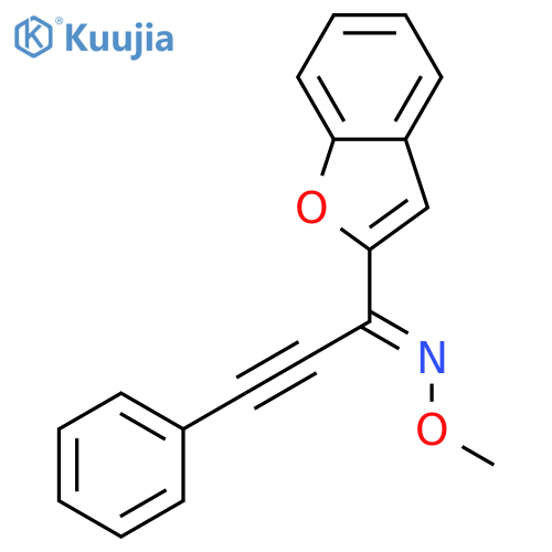 2-Propyn-1-one, 1-(2-benzofuranyl)-3-phenyl-, O-methyloxime, (1E)- structure