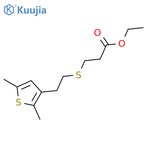 Propanoic acid, 3-[[2-(2,5-dimethyl-3-thienyl)ethyl]thio]-, ethyl ester structure