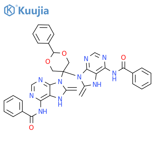 Benzamide,N,N'-[(2-phenyl-1,3-dioxan-5-ylidene)bis(methylene-9H-purine-9,6-diyl)]bis- structure
