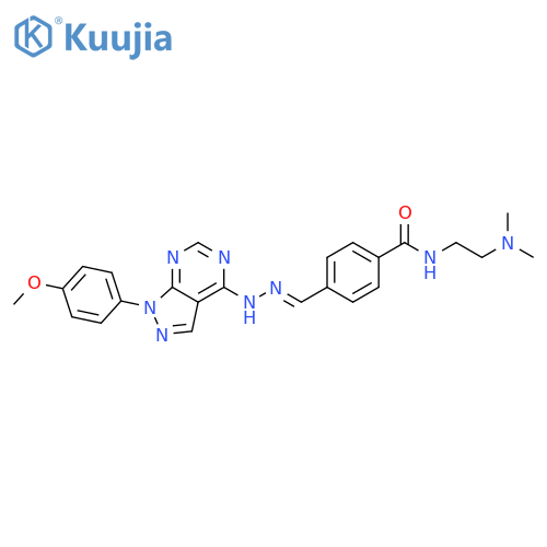 Benzamide,N-[2-(dimethylamino)ethyl]-4-[(E)-[[1-(4-methoxyphenyl)-1H-pyrazolo[3,4-d]pyrimidin-4-yl]hydrazono]methyl]- structure