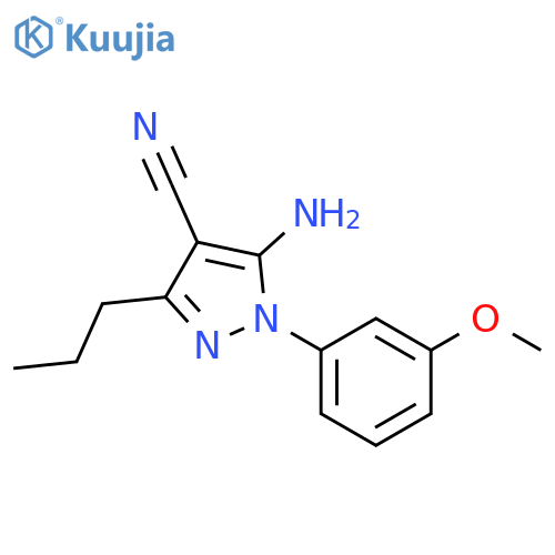 1H-Pyrazole-4-carbonitrile, 5-amino-1-(3-methoxyphenyl)-3-propyl- structure