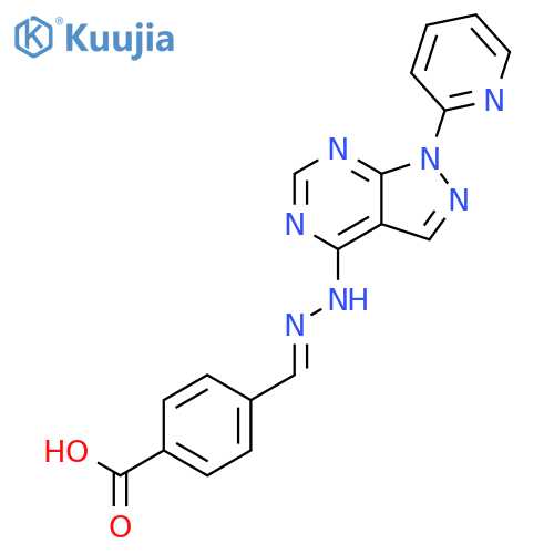 Benzoic acid,4-[(E)-[[1-(2-pyridinyl)-1H-pyrazolo[3,4-d]pyrimidin-4-yl]hydrazono]methyl]- structure