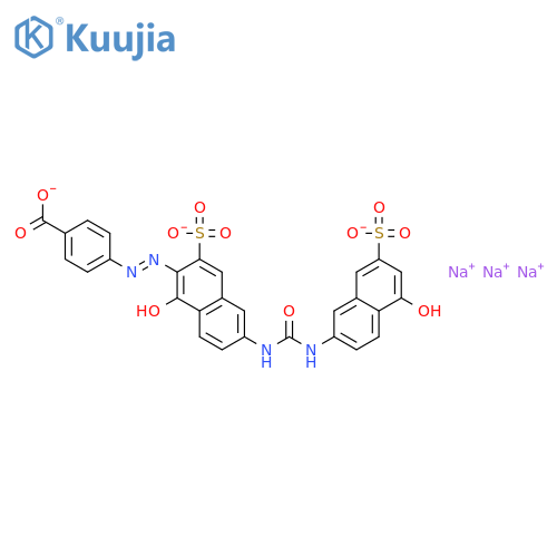 Benzoic acid,4-[2-[1-hydroxy-6-[[[(5-hydroxy-7-sulfo-2-naphthalenyl)amino]carbonyl]amino]-3-sulfo-2-naphthalenyl]diazenyl]-,sodium salt (1:3) structure