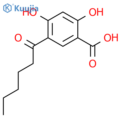 Benzoic acid, 2,4-dihydroxy-5-(1-oxohexyl)- structure