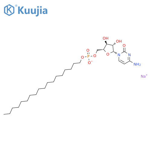 2(1H)-Pyrimidinone,4-amino-1-[5-O-[hydroxy(octadecyloxy)phosphinyl]-b-D-arabinofuranosyl]-, sodium salt (1:1) structure