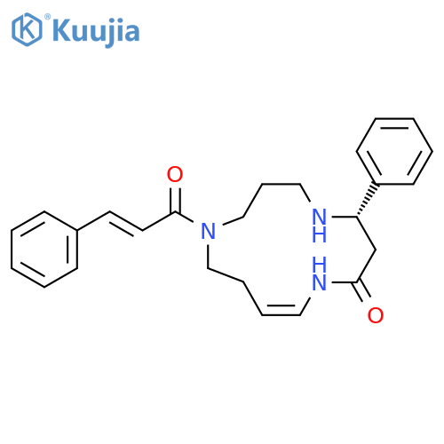 1,5,9-Triazacyclotridec-12-en-2-one, 9-[(2E)-1-oxo-3-phenyl-2-propen-1-yl]-4-phenyl-, (4S,12Z)- structure