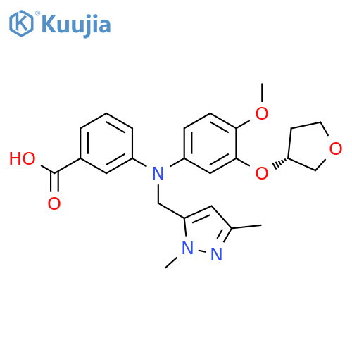 Benzoic acid,3-[[(1,3-dimethyl-1H-pyrazol-5-yl)methyl][4-methoxy-3-[[(3R)-tetrahydro-3-furanyl]oxy]phenyl]amino]- structure