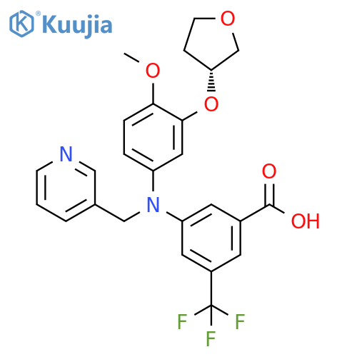 Benzoic acid,3-[[4-methoxy-3-[[(3R)-tetrahydro-3-furanyl]oxy]phenyl](3-pyridinylmethyl)amino]-5-(trifluoromethyl)- structure