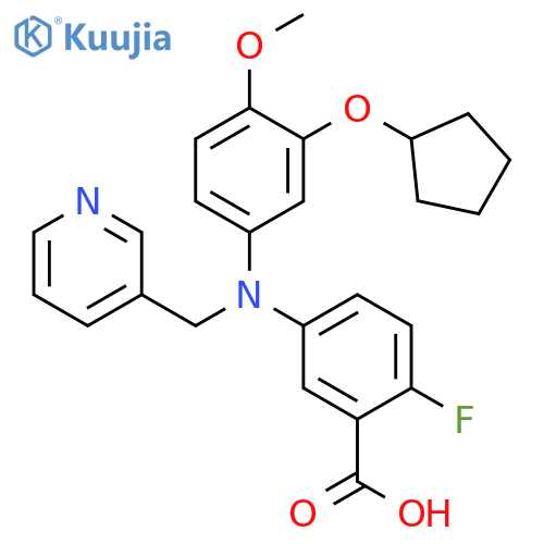 Benzoic acid,5-[[3-(cyclopentyloxy)-4-methoxyphenyl](3-pyridinylmethyl)amino]-2-fluoro- structure