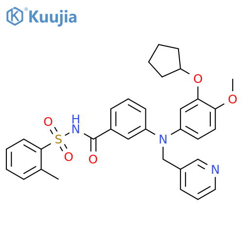 Benzamide,3-[[3-(cyclopentyloxy)-4-methoxyphenyl](3-pyridinylmethyl)amino]-N-[(2-methylphenyl)sulfonyl]- structure