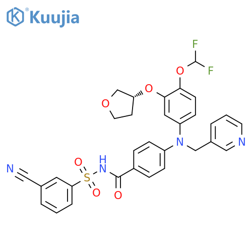 Benzamide,N-[(3-cyanophenyl)sulfonyl]-4-[[4-(difluoromethoxy)-3-[[(3R)-tetrahydro-3-furanyl]oxy]phenyl](3-pyridinylmethyl)amino]- structure