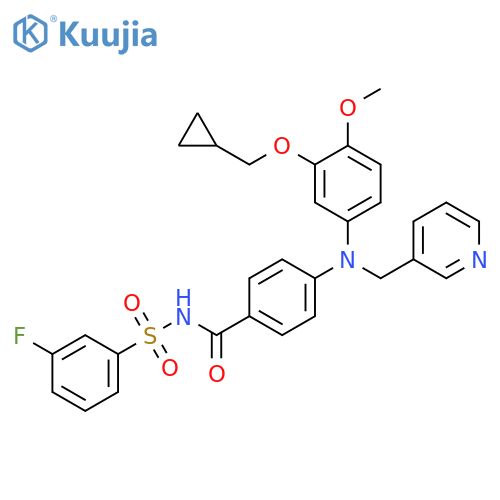 Benzamide,4-[[3-(cyclopropylmethoxy)-4-methoxyphenyl](3-pyridinylmethyl)amino]-N-[(3-fluorophenyl)sulfonyl]- structure