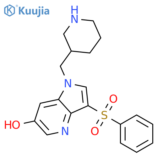 1H-Pyrrolo[3,2-b]pyridin-6-ol, 3-(phenylsulfonyl)-1-(3-piperidinylmethyl)- structure