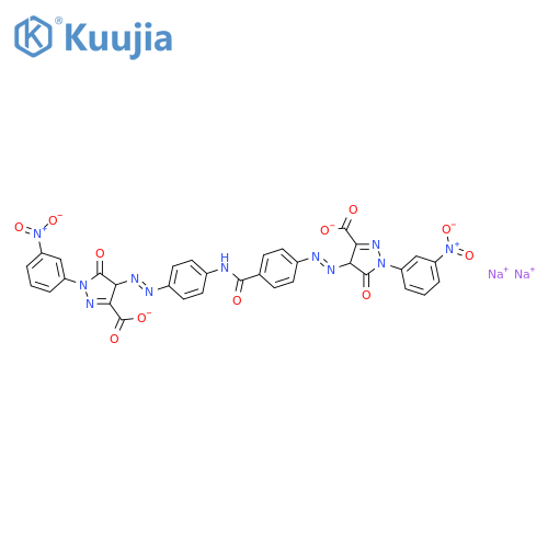 1H-Pyrazole-3-carboxylicacid,4-[2-[4-[[4-[2-[3-carboxy-4,5-dihydro-1-(3-nitrophenyl)-5-oxo-1H-pyrazol-4-yl]diazenyl]benzoyl]amino]phenyl]diazenyl]-4,5-dihydro-1-(3-nitrophenyl)-5-oxo-,sodium salt (1:2) structure