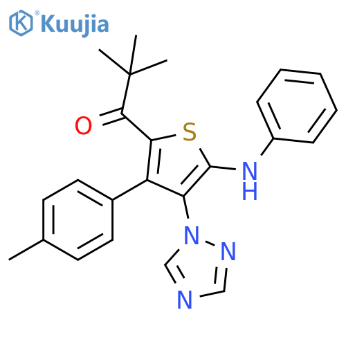 1-Propanone,2,2-dimethyl-1-[3-(4-methylphenyl)-5-(phenylamino)-4-(1H-1,2,4-triazol-1-yl)-2-thienyl]- structure