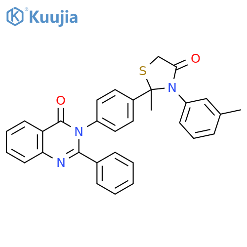 4(3H)-Quinazolinone,3-[4-[2-methyl-3-(3-methylphenyl)-4-oxo-2-thiazolidinyl]phenyl]-2-phenyl- structure