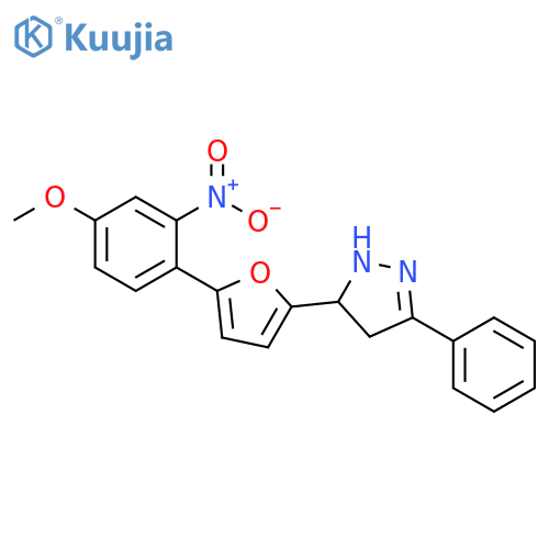 1H-Pyrazole,4,5-dihydro-5-[5-(4-methoxy-2-nitrophenyl)-2-furanyl]-3-phenyl- structure