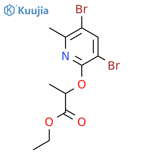 Propanoic acid, 2-[(3,5-dibromo-6-methyl-2-pyridinyl)oxy]-, ethyl ester structure