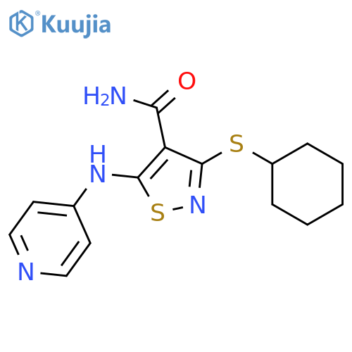 4-Isothiazolecarboxamide, 3-(cyclohexylthio)-5-(4-pyridinylamino)- structure