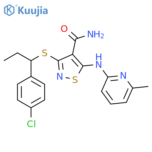 4-Isothiazolecarboxamide,3-[[1-(4-chlorophenyl)propyl]thio]-5-[(6-methyl-2-pyridinyl)amino]- structure