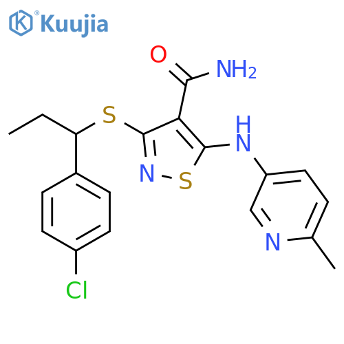 4-Isothiazolecarboxamide,3-[[1-(4-chlorophenyl)propyl]thio]-5-[(6-methyl-3-pyridinyl)amino]- structure