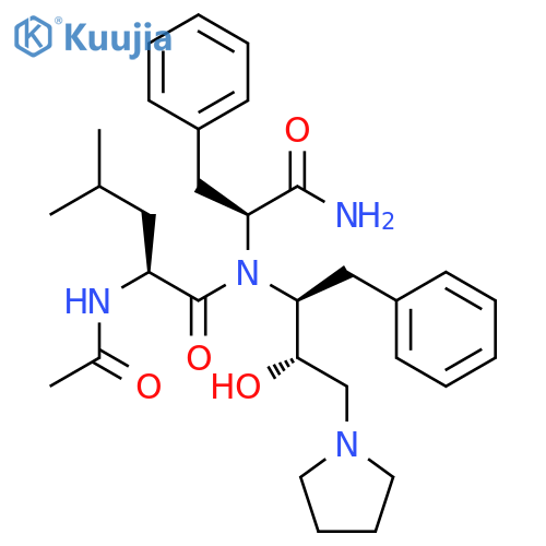 L-Phenylalaninamide,N-acetyl-L-leucyl-N-[(1S,2S)-2-hydroxy-1-(phenylmethyl)-3-(1-pyrrolidinyl)propyl]- structure