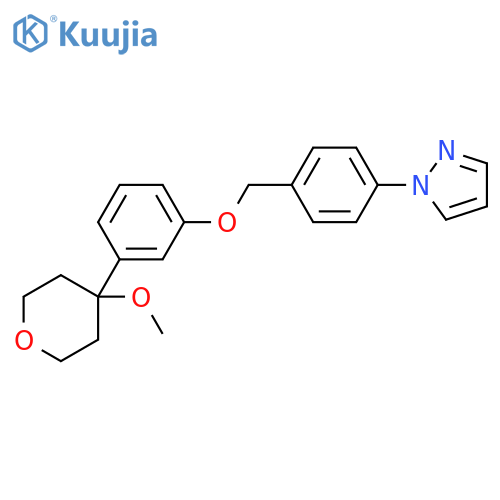 1H-Pyrazole,1-[4-[[3-(tetrahydro-4-methoxy-2H-pyran-4-yl)phenoxy]methyl]phenyl]- structure