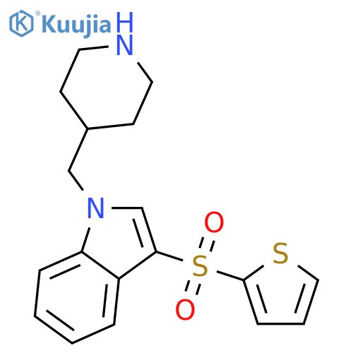 1H-Indole, 1-(4-piperidinylmethyl)-3-(2-thienylsulfonyl)- structure