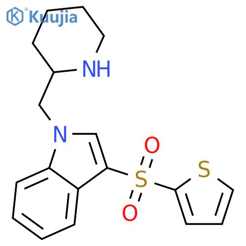 1H-Indole, 1-(2-piperidinylmethyl)-3-(2-thienylsulfonyl)- structure