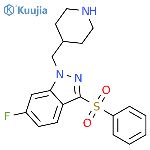 1H-Indazole, 6-fluoro-3-(phenylsulfonyl)-1-(4-piperidinylmethyl)- structure