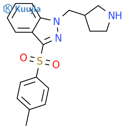 1H-Indazole, 3-[(4-methylphenyl)sulfonyl]-1-(3-pyrrolidinylmethyl)- structure