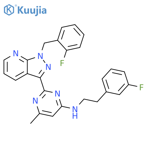 4-Pyrimidinamine,N-[2-(3-fluorophenyl)ethyl]-2-[1-[(2-fluorophenyl)methyl]-1H-pyrazolo[3,4-b]pyridin-3-yl]-6-methyl- structure