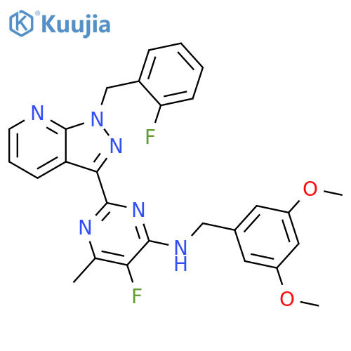 4-Pyrimidinamine,N-[(3,5-dimethoxyphenyl)methyl]-5-fluoro-2-[1-[(2-fluorophenyl)methyl]-1H-pyrazolo[3,4-b]pyridin-3-yl]-6-methyl- structure