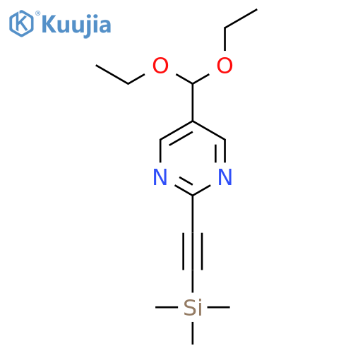 Pyrimidine, 5-(diethoxymethyl)-2-[(trimethylsilyl)ethynyl]- structure