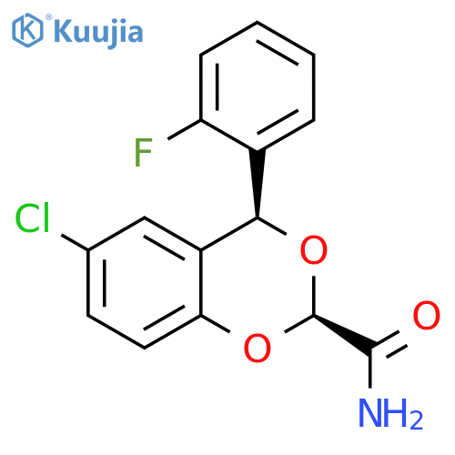 4H-1,3-Benzodioxin-2-carboxamide, 6-chloro-4-(2-fluorophenyl)-, cis- structure