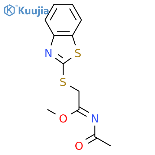 Ethanimidic acid, N-acetyl-2-(2-benzothiazolylthio)-, methyl ester structure