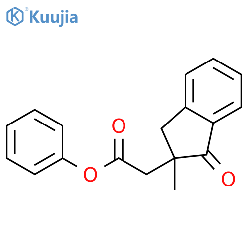 1H-Indene-2-acetic acid, 2,3-dihydro-2-methyl-1-oxo-, phenyl ester structure