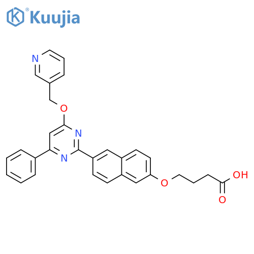Butanoic acid,4-[[6-[4-phenyl-6-(3-pyridinylmethoxy)-2-pyrimidinyl]-2-naphthalenyl]oxy]- structure