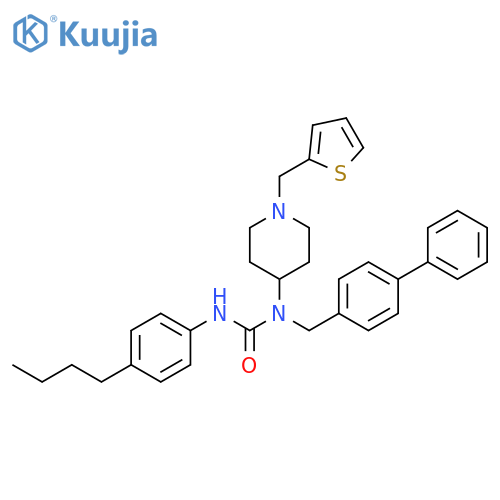 Urea,N-([1,1'-biphenyl]-4-ylmethyl)-N'-(4-butylphenyl)-N-[1-(2-thienylmethyl)-4-piperidinyl]- structure