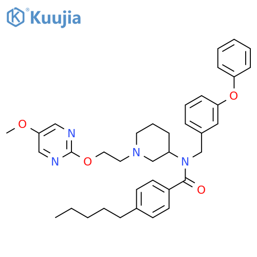 Benzamide,N-[1-[2-[(5-methoxy-2-pyrimidinyl)oxy]ethyl]-3-piperidinyl]-4-pentyl-N-[(3-phenoxyphenyl)methyl]- structure