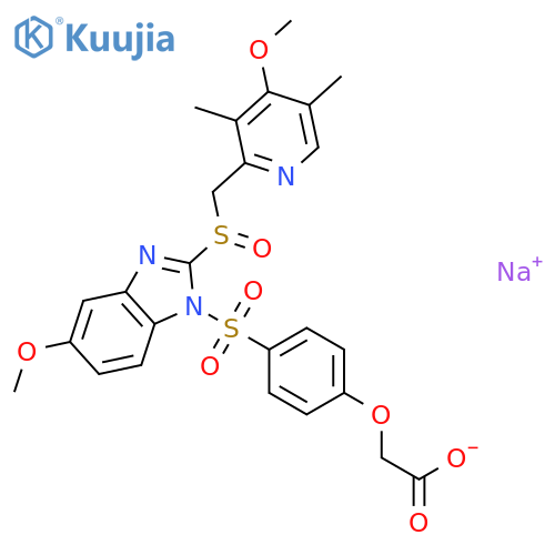 Acetic acid,[4-[[5-methoxy-2-[[(4-methoxy-3,5-dimethyl-2-pyridinyl)methyl]sulfinyl]-1H-benzimidazol-1-yl]sulfonyl]phenoxy]-, sodium salt structure