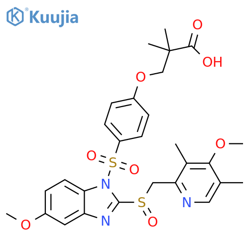 Propanoic acid,3-[4-[[5-methoxy-2-[[(4-methoxy-3,5-dimethyl-2-pyridinyl)methyl]sulfinyl]-1H-benzimidazol-1-yl]sulfonyl]phenoxy]-2,2-dimethyl- structure
